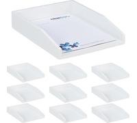 relaxdays 10 x porte-documents en bambou blanc