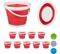 relaxdays 10 x Seau pliable 10 l rouge