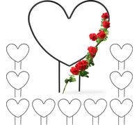 relaxdays 10 x support pour plantes grimpantes cœur