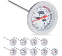 relaxdays 10 x thermomètres à piquer en acier inoxydable