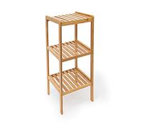 Relaxdays 10013496 Étagère en bambou pour salle de bain Rangement HxlxP : 79 x 33 x 33 cm meuble colonne sur pied 3 niveaux en bois naturel pour la cuisine 3 niveaux couloir cave jardin, nature