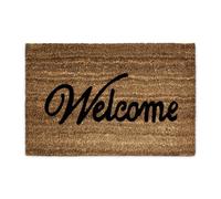Relaxdays Paillasson WELCOME en fibres de Coco tapis de sol pour porte entrée 60 x 40 cm natte dessous antidérapant caoutchouc PVC essuie-pieds saleté intérieur extérieur intempéries, marron