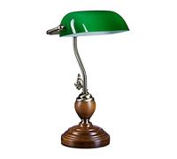 Relaxdays-10016607 Lampe de Bureau Banquier avec Abat-Jour en Verre Vert