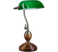 Relaxdays-10016607 Lampe de Bureau Banquier avec Abat-Jour en Verre Vert Vert G