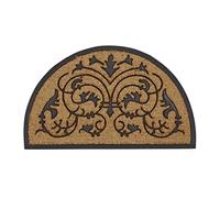 Relaxdays 10016711 Paillasson fibre de coco demi-lune 100 x 60 cm ornements, marron