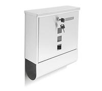 Relaxdays 10018448 Boîte aux lettre avec compartiment pour journaux fenêtre 2 clés acier inoxydable, Argent, 30 x 33, 5 x 8, 5 cm