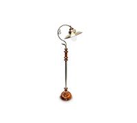 Relaxdays 10018488 Lampadaire Lampe sur pied en design art nouveau hauteur réglable en bois massif et aspect laiton, Fer, E27, 40 W