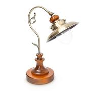 Relaxdays 10018489 Table Lampe de Bureau Antique Design Industriel Bois Massif & Aspect Laiton, Métal, E27, 40 W