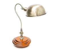 Relaxdays 10018492 Table Lampe de Bureau Design Industriel Bois Massif & Fer réglable, Fer, E27, 40 W, Laiton