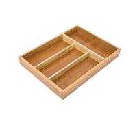 Relaxdays 10018886 Range-couverts en bambou organiseur de tiroir 4 compartiments HxlxP: 4 x 25 x 34 cm résistant durable en bois, nature