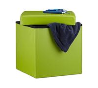 Relaxdays 10019043_53 Tabouret, Vert, 38 x 38 x 38 cm | similicuir, 38x38x38 cm