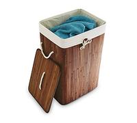 Relaxdays 10019053 Panier à linge pliant corbeille pliable rectangle en bambou 83 litres 65 cm hauteur HxlxP 65,5 x 43,5 x 33,5 cm, marron