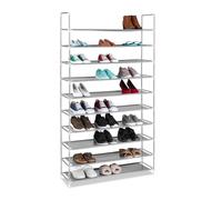 Meuble à chaussures Relaxdays Etagère à chaussures - 50 paires de chaussures - Gris
