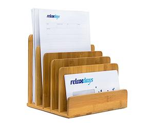 Relaxdays 10019131 Porte-lettres porte-courriers en bambou Casier porte-documents/organiseur de bureau en bois range-documents trieur 23 x 24,5 x 20,5 cm, Naturelle