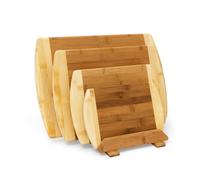 Relaxdays Lot de 4 Planches à découper en bois de bambou de différentes tailles bicolores avec support planche petit-déjeuner