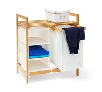Relaxdays 10019206 Panier à linge LINEA coffre pliable en bambou Corbeille lessive salle bain 40L 77 x 69,5 x 36 cm compartiments, nature