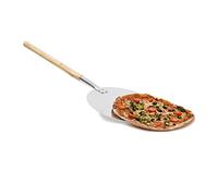 Relaxdays 10019247 Pelle à pizza gâteau tarte flambée rond Ø 30,5 cm en métal avec manche en bois 79 cm de long Plateau cuisine pour mettre au four ustensile cuisine pratique , Gris