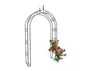 Relaxdays 10020028 Arche à rosiers pointue Tuteur de plantes grimpantes Support de jardin fer noir en métal obélisque pour fleurs arceaux colonne H x l x P: 242 x 138 x 35,5 cm