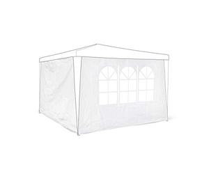 Relaxdays 10020081_49 Panneau latéral pour pavillon tonnelle de jardin tente réception de 3 x 3 m parois fenêtres protection pluie vent soleil, blanc lot de 2