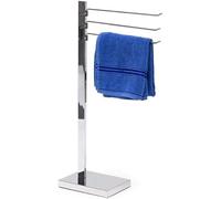 Relaxdays 10020132 Porte-serviettes barre serviettes sur pied acier chromé HxlxP 78 x 18 x 25 cm 3 bras Argenté