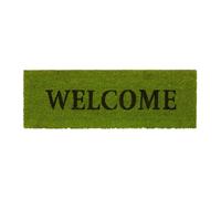 Relaxdays 10020176 Paillasson long fibre de coco tapis de sol WELCOME 75x25 dessous caoutchouc antidérapant porte entrée jardin terrasse garage vert