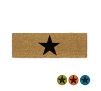 Relaxdays 10020177 Paillasson ETOILES fibres de coco dessous caoutchouc antidérapant porte entrée tapis usage intérieur extérieur HxlxP 1.5 x 75 x 25 cm étoile nature
