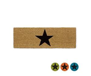 Relaxdays 10020177 Paillasson ETOILES fibres de coco dessous caoutchouc antidérapant porte entrée tapis usage intérieur extérieur HxlxP 1.5 x 75 x 25 cm étoile nature