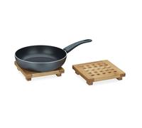 Relaxdays 10020237 Dessous de plat en bambou carré pour casseroles poêles lavable, nature - HxlxP: 4 x 20 x 20 cm lot de 2