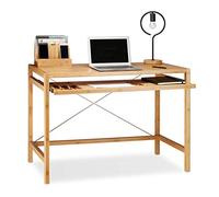 Relaxdays 10020277 Bureau informatique table ordinateur en bambou moderne emplacement clavier HxlxP: 76,5 x 106,5 x 55,5 cm, nature