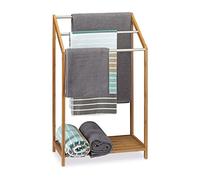 Relaxdays 10020291 Porte-serviette Bambou/Metal Nature 31 x 51 x 85 cm | HxlxP: 85 x 51 x 31 cm support serviette salle de bain