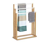Relaxdays Porte-serviettes 10020308 – 3 barres en bambou, support sur pied – 82×54×24 cm Marron
