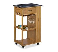 Relaxdays 10020312 Alfred Desserte de Cuisine Bambou Marron 81,5 x 47,5 x 37,5 cm