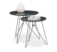 relaxdays 10020364_0 relaxdays Set de tables d'appoint en bois gris