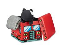 Relaxdays 10020376 Coffre à jouets similicuir boîte à jouets couvercle tabouret pouf enfant pliable H x l x P: 32 x 48 x 32 cm capacité 37 L, pompiers