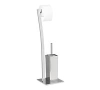 Relaxdays 10020410 Support de papier-toilette avec porte-brosse WC WIMEDO HxlxP: 71 x 20 x 20 cm inox laqu?