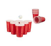 Relaxdays 10020522_47 Gobelet en plastique contenance pour bières fêtes soirées anniversaire 473 ml Rouge Blanc pack de 50