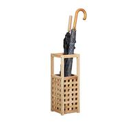 Relaxdays 10020655 Porte-parapluies en bois support en bois de noyer carré HxlxP: 50 x 18 x 18 cm, nature