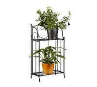 Relaxdays Etagère à fleurs en métal 2 niveaux support plantes extérieur balcon terrasse jardin HxlxP: 64,5 x 33,5 x 18 cm, noir