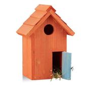 Relaxdays 10020734_57 Mangeoire Pour Oiseau Orange Métal, Bois Support Orange