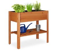 Relaxdays 10020744 Jardinière Surélevée Lit De Légumes Bois Rectangle Bois