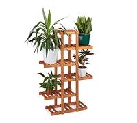 Relaxdays 10020746 Etagère à fleurs en bois escalier pour plantes 5 niveaux échelle plantes intérieure HxlxP: 125 x 81 x 25 cm marron clair