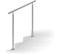 Relaxdays 10020766 Rampe d'escalier en inox pour extérieur 1,0 de long 2 poteaux et 0 tringle, argenté