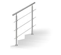 Relaxdays 10020766 Rampe d'escalier en inox pour extérieur 1,0 de long 2 poteaux et 3 tringles, argenté