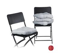 Relaxdays 10020806 Coussin de chaise lot de 4 lavable 10 cm épaisseur doux moelleux pour siège de jardin à nouer 40 x 40 cm polyester, gris