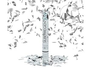 Relaxdays 10020852 Lanceur de confettis canon cotillons argenté 40 cm décoration mariage anniversaire fête portée 6-8 m, argenté