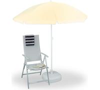 relaxdays Parasol rond, beige inclinable Ø 180,0 cm