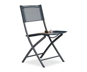Relaxdays 10020943 Chaise de jardin pliable plastique et métal chaise balcon pliante camping terrasse wave HxlxP: 87 x 55 x 48,5 cm, anthracite gris