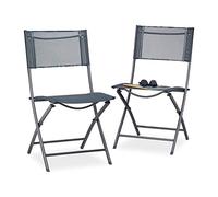 Relaxdays 10020944 Chaise de jardin pliable, Anthracite, 48 x 55 x 87 cm
