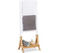 Relaxdays Porte-Serviettes sur Pied, 3 Bras, Salle de Bain, Support Valet, serviteur HxlxP: 104 x 41 x 28,5 cm, Blanc, Plastique