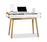 Relaxdays 10020982 Bureau avec tiroirs en bois table ordinateur coiffeuse table maquillage coins arrondis bureau enfant HxlxP: 73 x